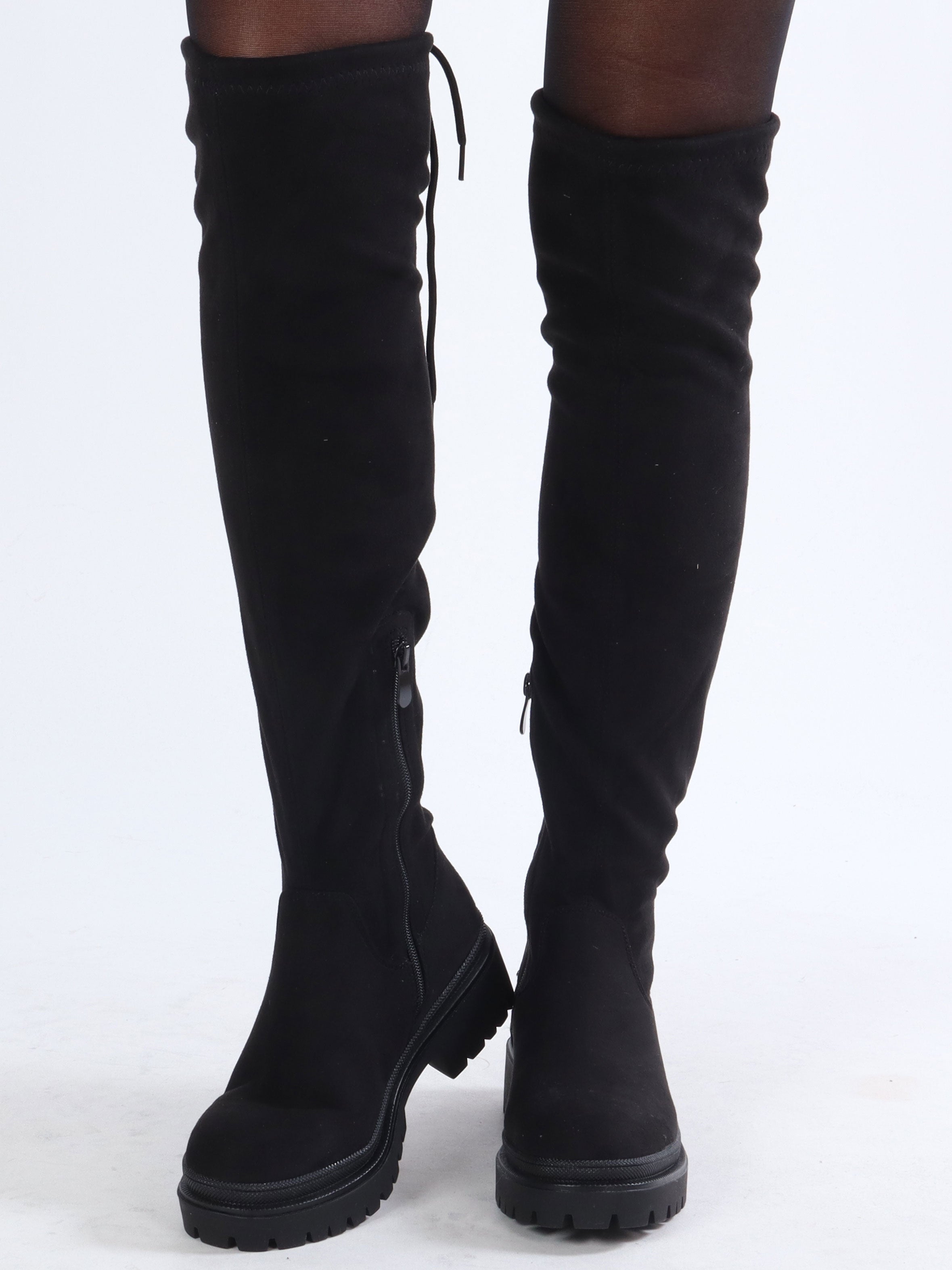 Salma - Overknee støvler i ruskindslook